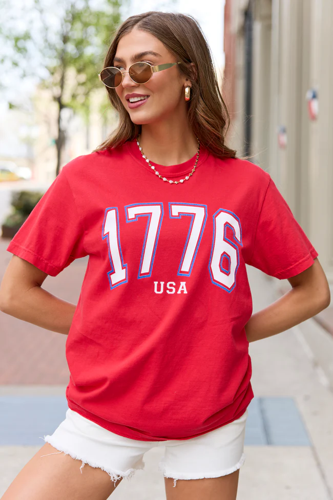 1776 Block USA Red Graphic Tee - Image 3