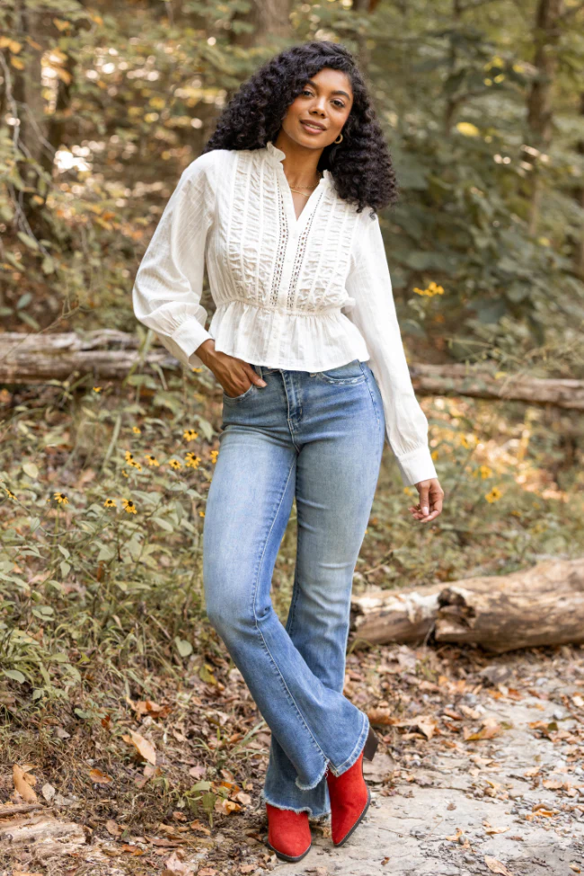 Abby Lou White Long Sleeve Blouse FINAL SALE - Image 2