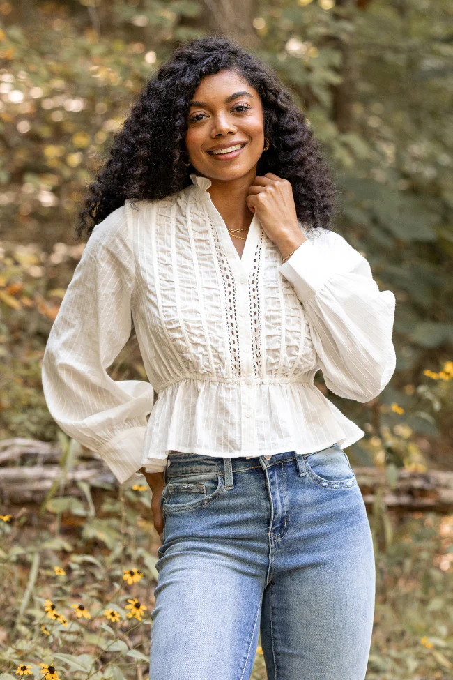 Abby Lou White Long Sleeve Blouse FINAL SALE - Image 3