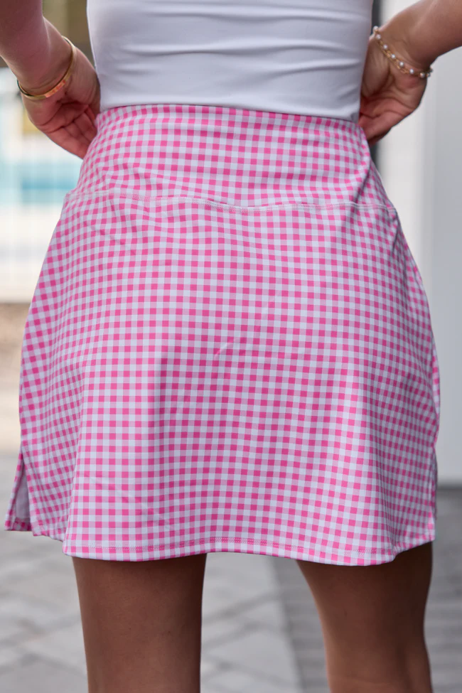 Active State Rose Gingham Pink Active Skirt SALE - Image 4