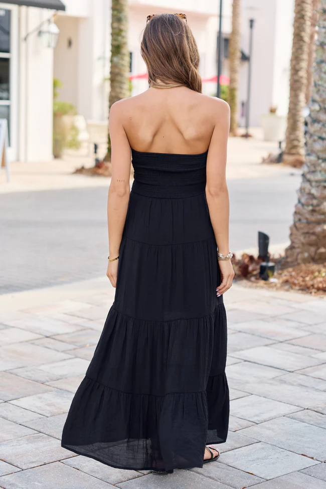 Ainsley Black Strapless Maxi Dress - Image 4
