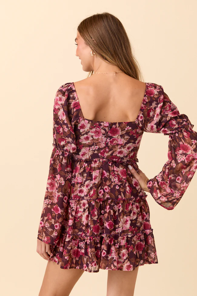 Alaina Burgundy Floral Mini Dress FINAL SALE - Image 4