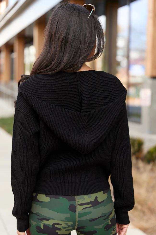 Alexis Black Long Sleeve Hooded Zip-Up Sweater FINAL SALE - Image 5