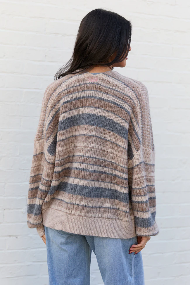 Alix Neutral Striped Open Cardigan FINAL SALE - Image 4
