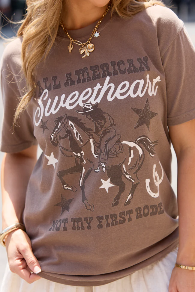 All American Sweetheart Brown Graphic Tee DOORBUSTER - Image 5