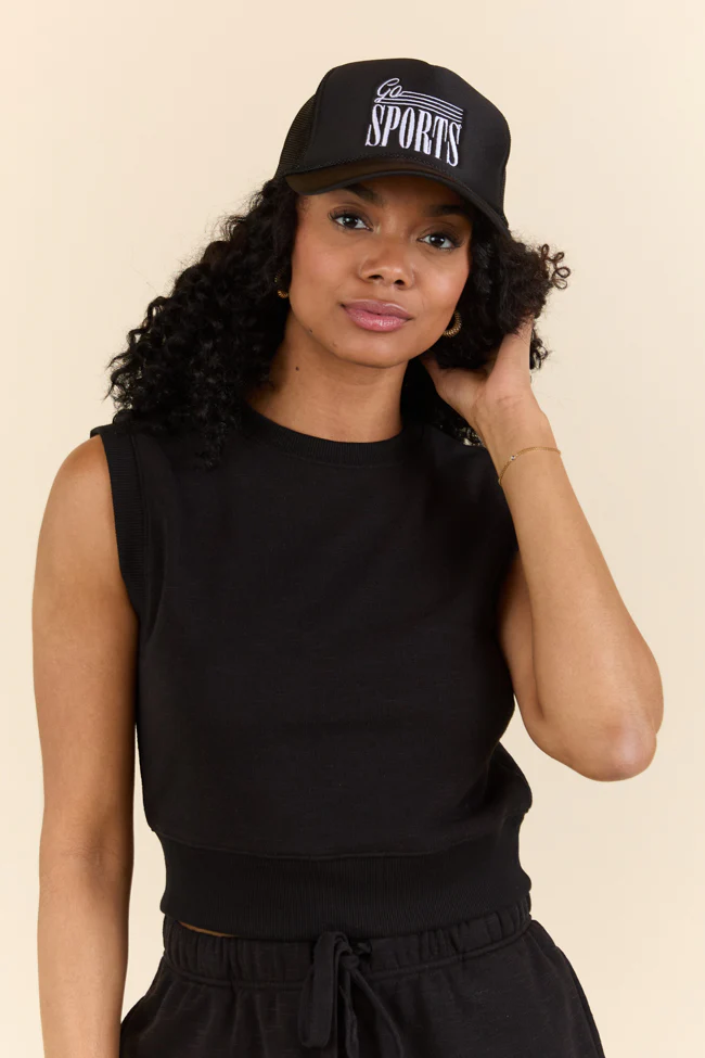 All Star Black Fitted Banded Waist Sleeveless Crop Top FINAL SALE - Image 3