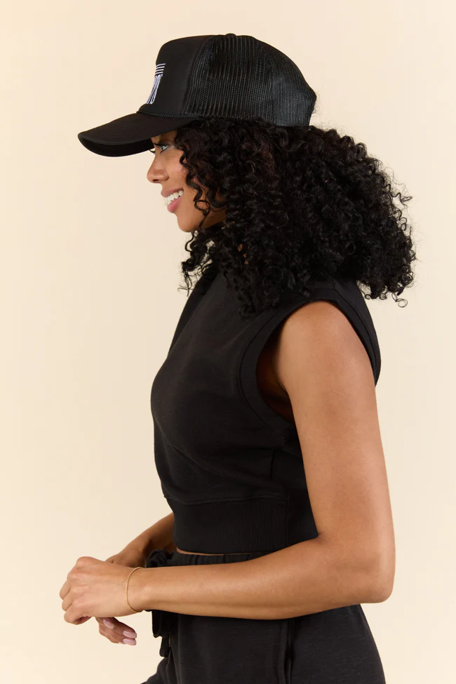 All Star Black Fitted Banded Waist Sleeveless Crop Top FINAL SALE - Image 4