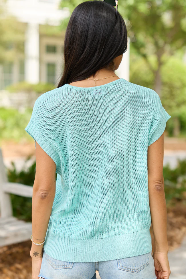Amber Turquoise Short Sleeve Sweater DOORBUSTER - Image 5