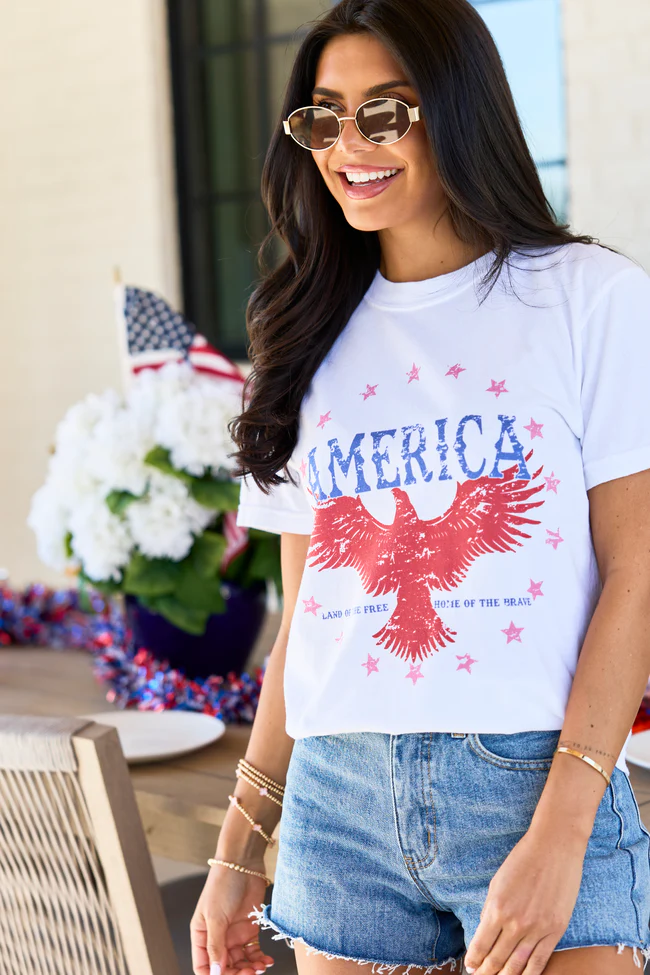America Eagle White Graphic Tee DOORBUSTER - Image 3