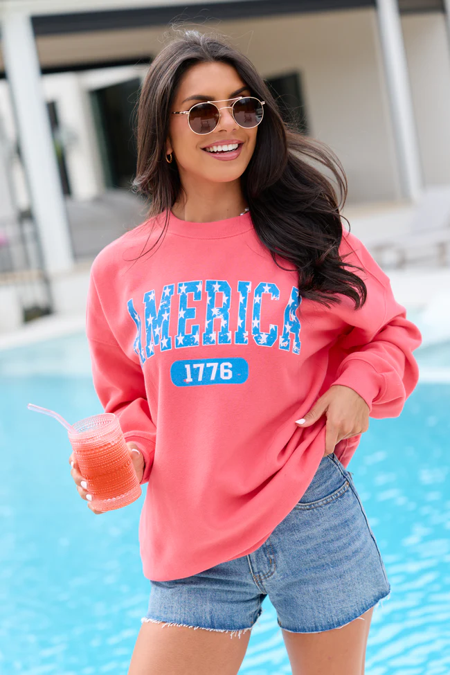 America Star 1776 Light Red Graphic Sweatshirt - Image 3