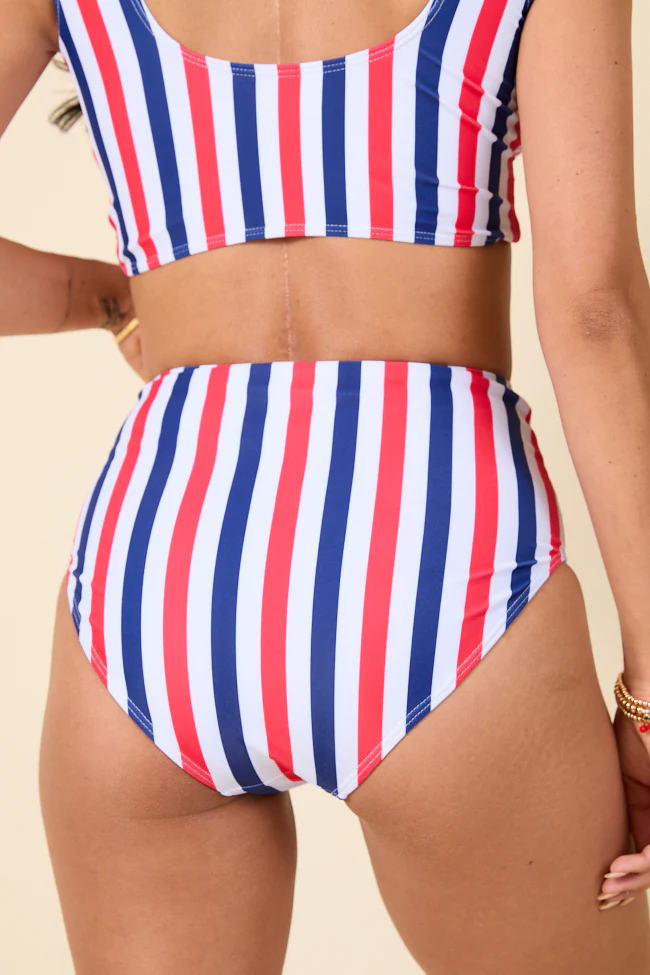 American Dreams Red, White, and Blue Striped High Waisted Bikini Bottom FINAL SALE - Image 9