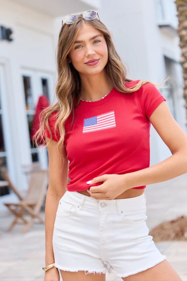 American Flag Red Baby Graphic Tee - Image 3