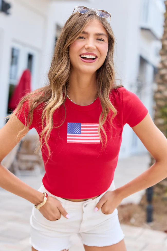 American Flag Red Baby Graphic Tee - Image 4