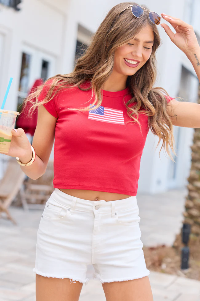 American Flag Red Baby Graphic Tee - Image 5