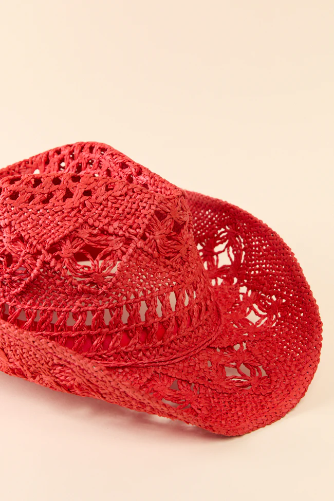 Americana Red Straw Cowboy Hat - Image 2
