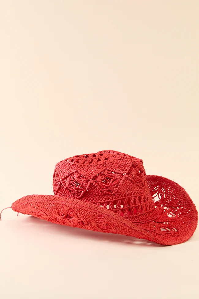 Americana Red Straw Cowboy Hat - Image 4