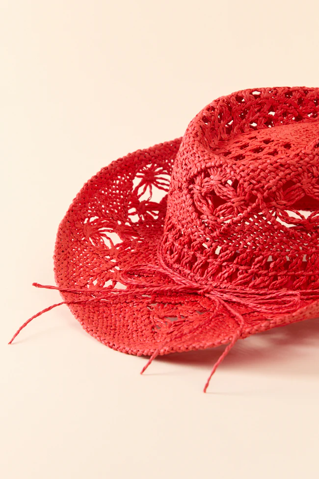 Americana Red Straw Cowboy Hat - Image 5