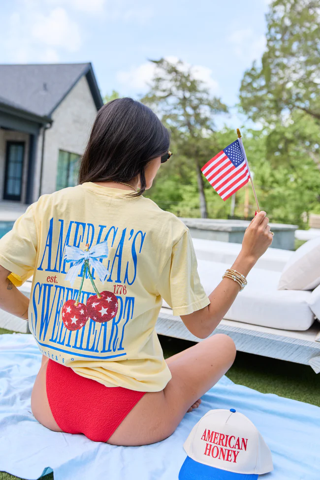 America's Sweetheart Cherry Yellow Graphic Tee