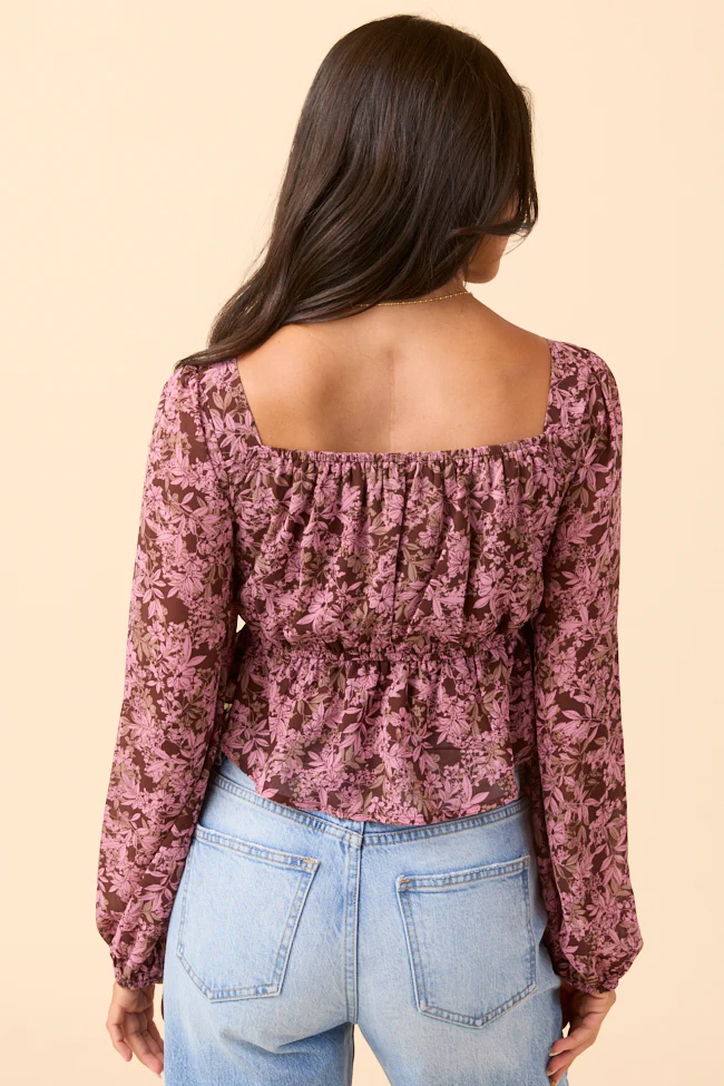 Ann Maria Brown And Pink Floral Lace Trim Blouse FINAL SALE - Image 4