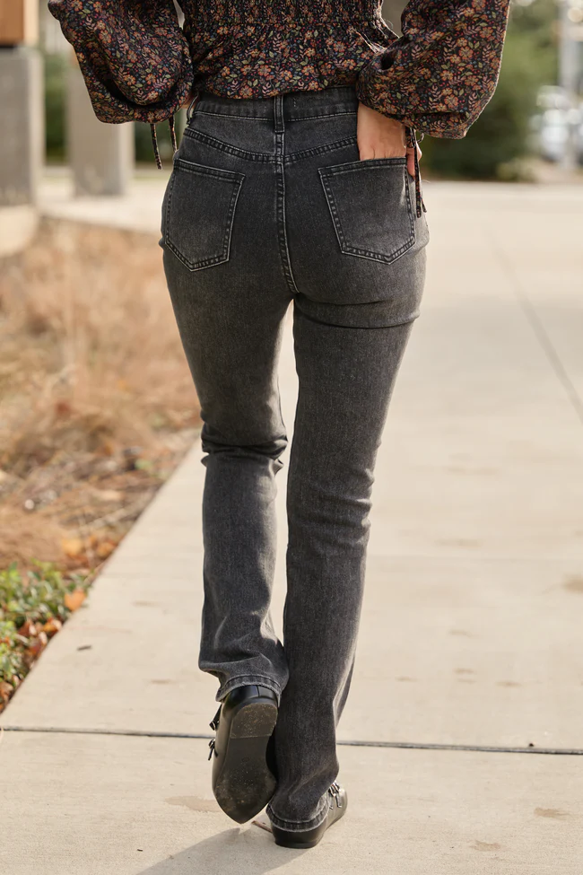 Annie High Rise Black Distressed Slim Straight Leg Jeans FINAL SALE - Image 4