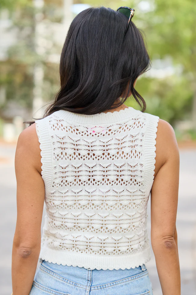 Ashleigh Ivory Open Knit Sweater Tank - Image 5