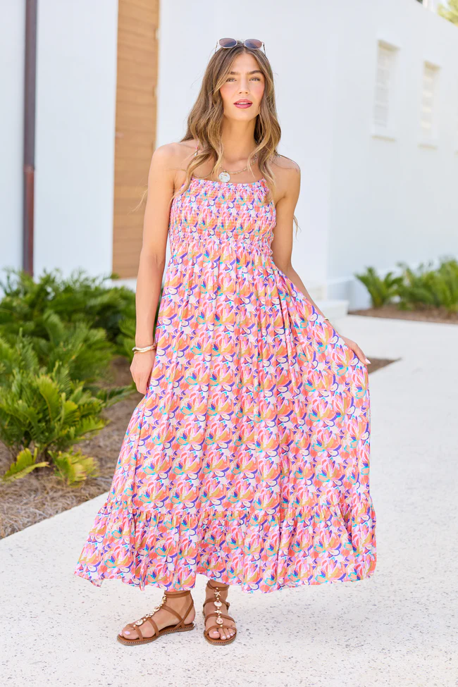 Ashley Pink Floral Maxi Dress - Image 2