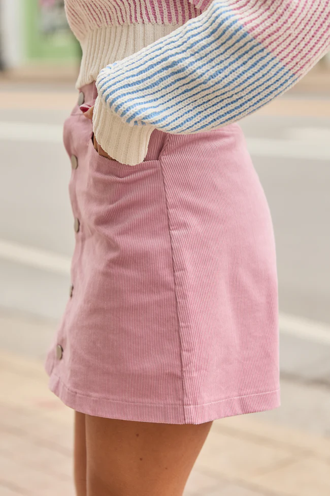 Azalea Mauve Corduroy Mini Skirt FINAL SALE - Image 3