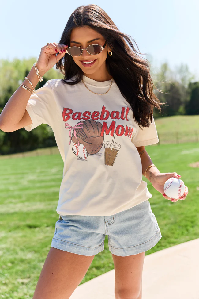 Baseball Mom Ivory Graphic Tee - Image 2