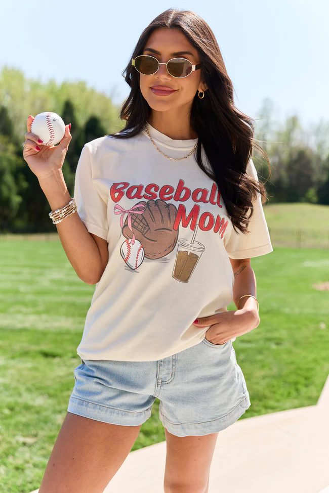 Baseball Mom Ivory Graphic Tee - Image 3