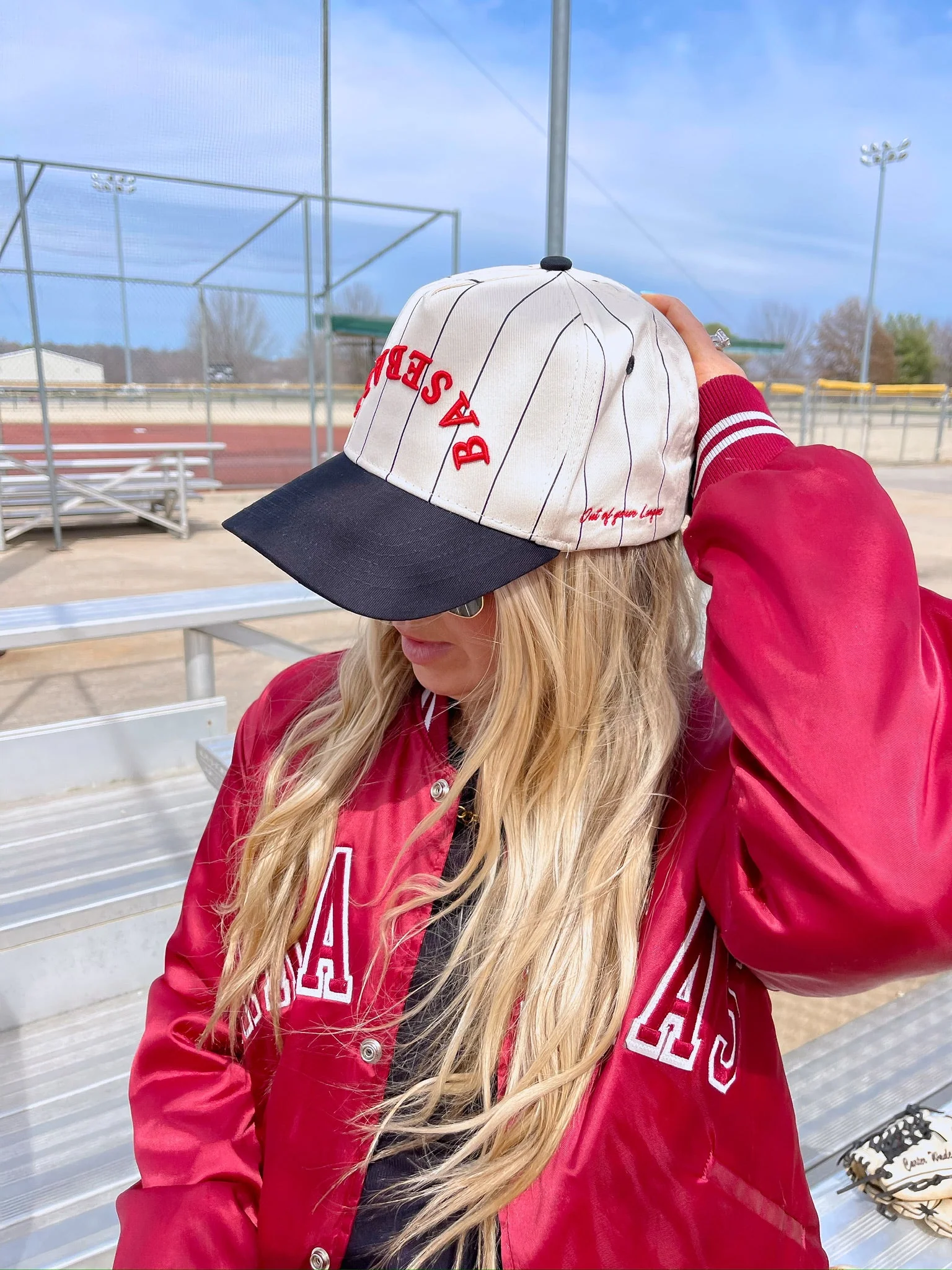 BASEBALL - Red on Black Stripe Vintage Hat - PREORDER - Image 2