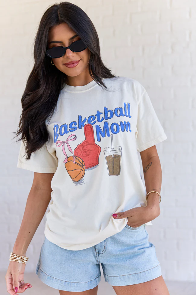 Basketball Mom Ivory Graphic Tee - Image 3