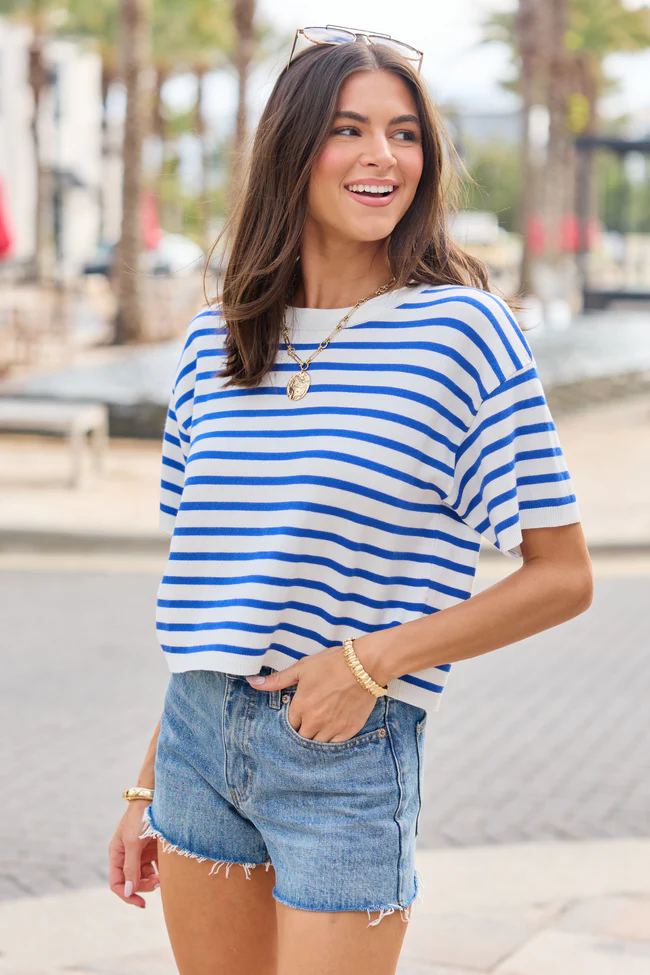 Beach Breeze Blue Striped Tee - Image 4