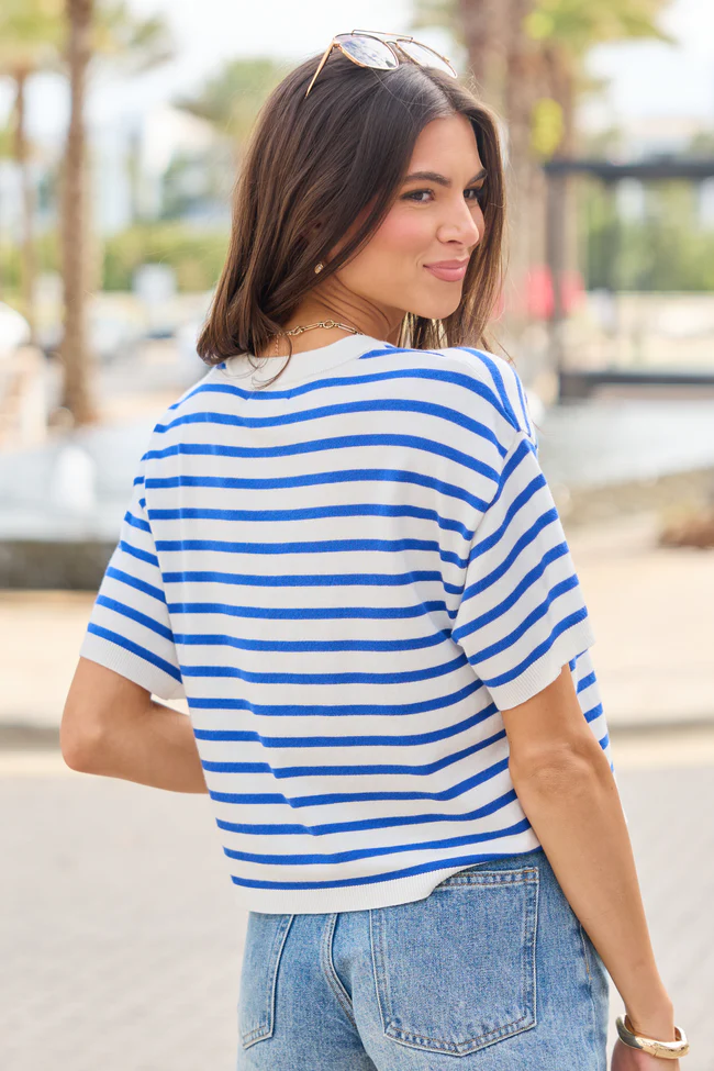 Beach Breeze Blue Striped Tee - Image 5