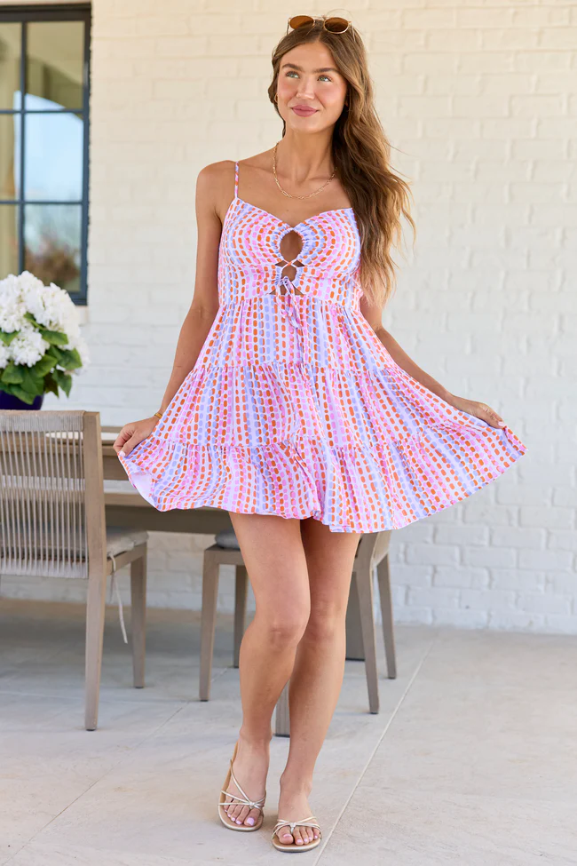 Beach Town Stroll Abstract Print Mini Dress - Image 4