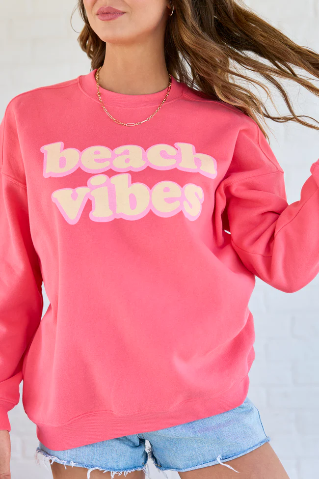 Beach Vibes Light Red Graphic Sweatshirt - Image 2