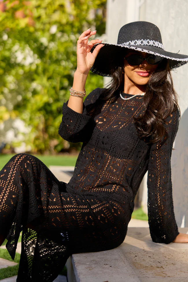 Being Shady Black Open Knit Midi Cover Up SALE - Image 2