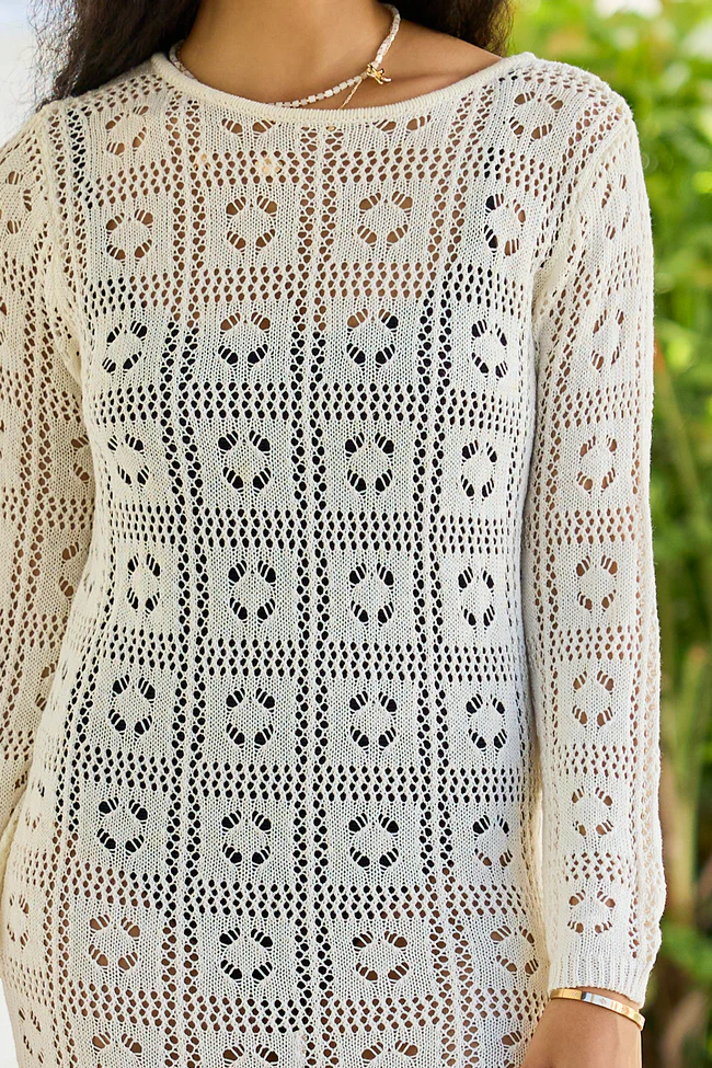 Being Shady Natural Open Knit Midi Cover Up SALE - Image 6
