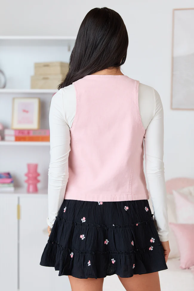 Beneath The Moon Pink Stretch Denim Vest SALE - Image 5