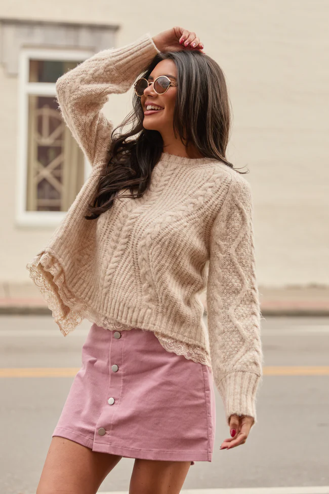 Bennie Ivory Lace Trim Ribbon Cardigan FINAL SALE - Image 2