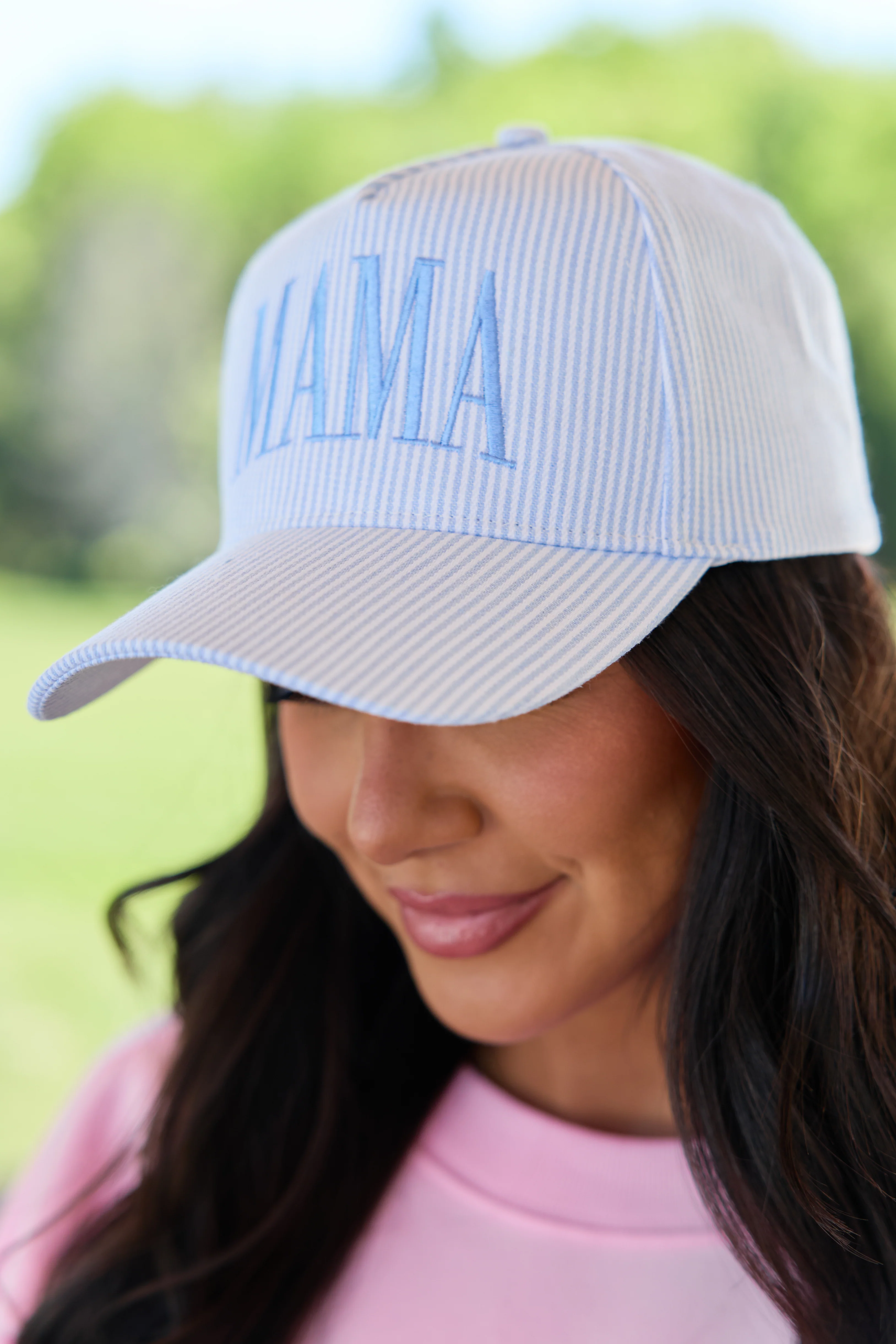 Blue Striped Mama Trucker Hat DOORBUSTER - Image 2