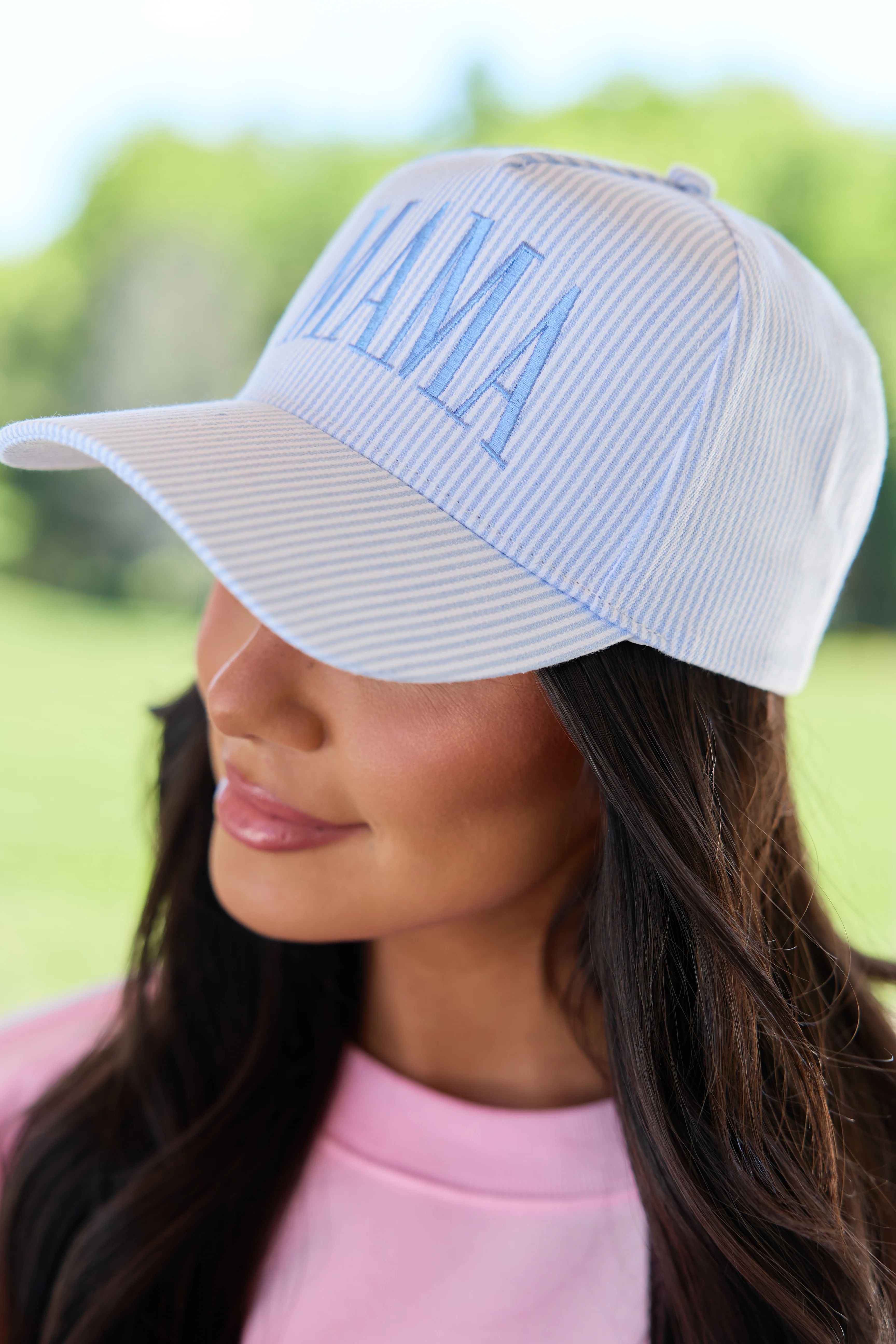 Blue Striped Mama Trucker Hat DOORBUSTER - Image 3