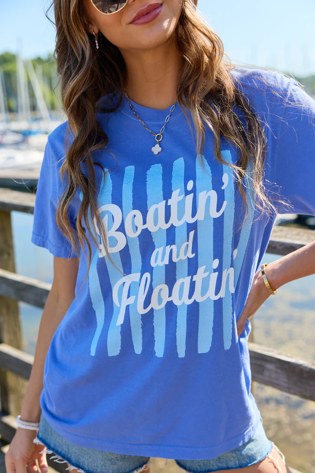 Boatin' And Floatin' Blue Graphic Tee - Image 2