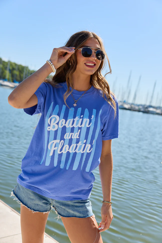 Boatin' And Floatin' Blue Graphic Tee - Image 4