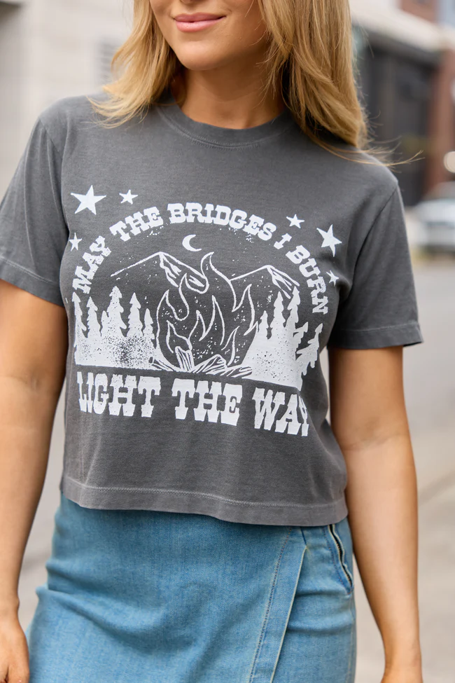 Bridges I Burn Dark Grey Boxy Graphic Tee - Image 2