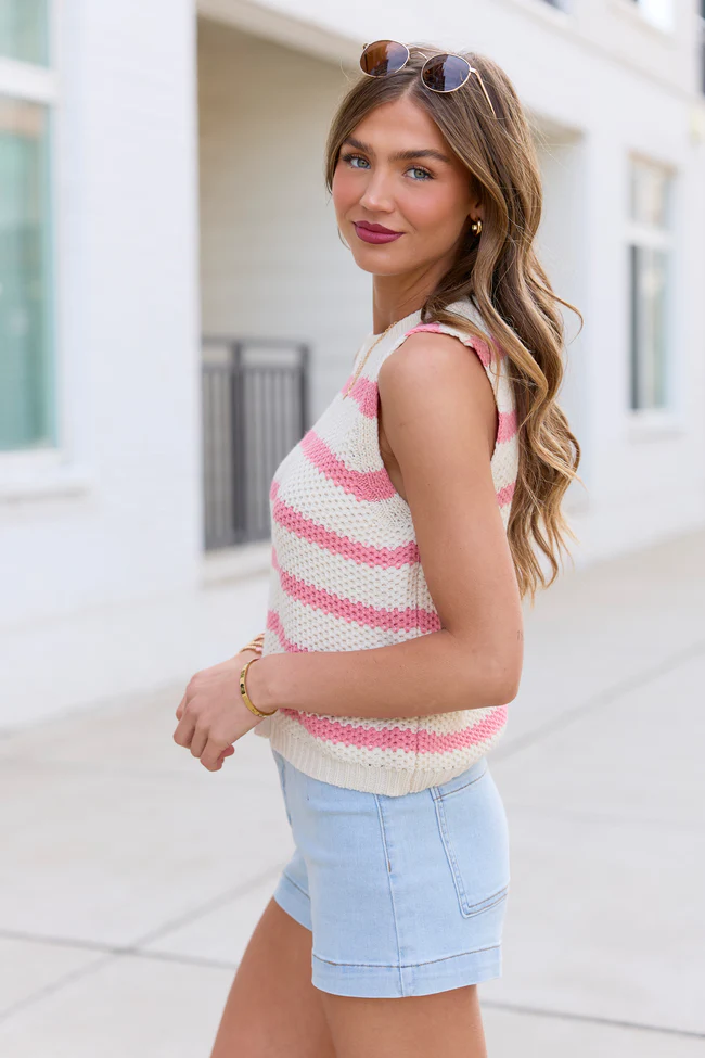 Brooklyn Pink Striped Sweater Tank - Image 4