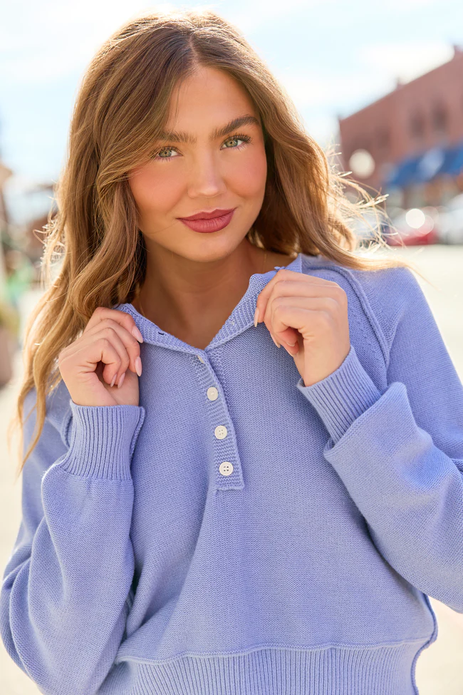 Casey Periwinkle Henley Pullover - Image 6