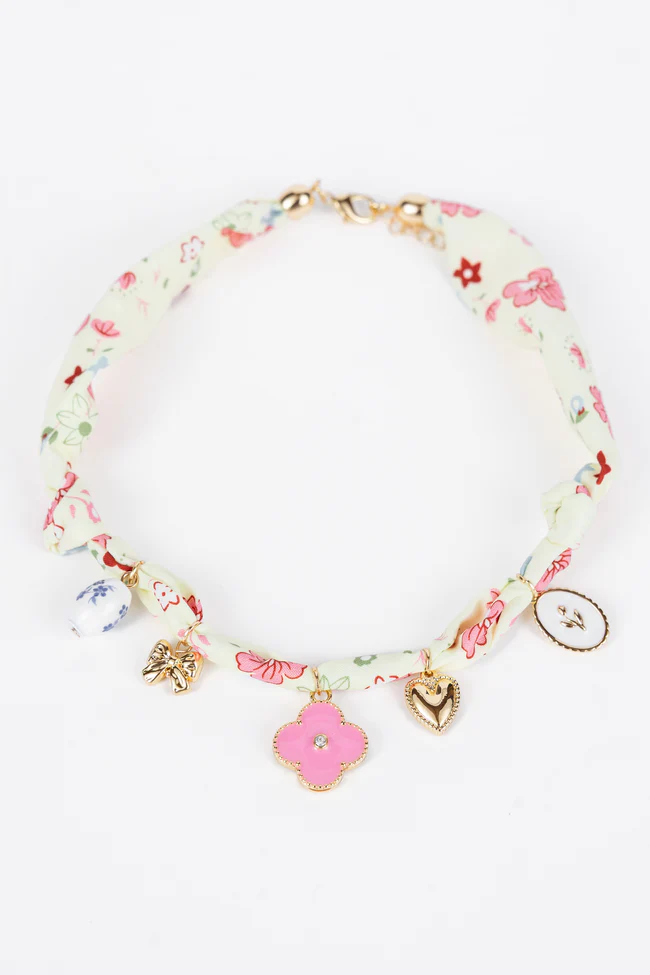 Chandler Yellow Charm Scarf Necklace - Image 2