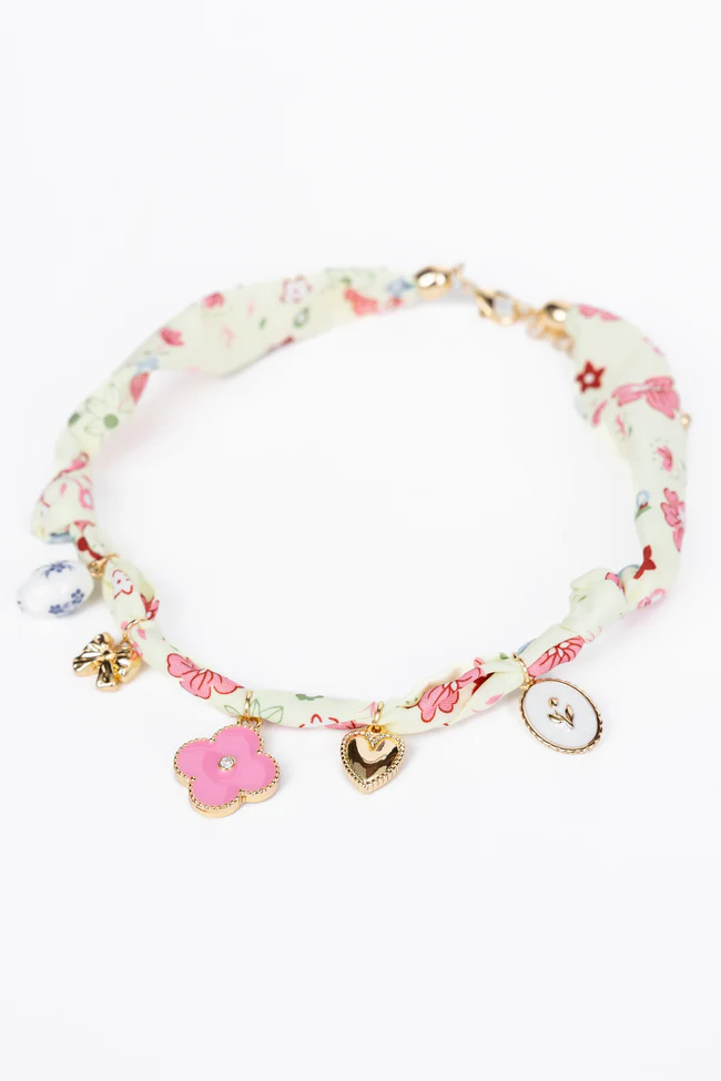 Chandler Yellow Charm Scarf Necklace - Image 3