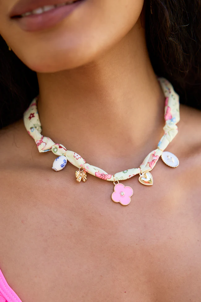 Chandler Yellow Charm Scarf Necklace - Image 4