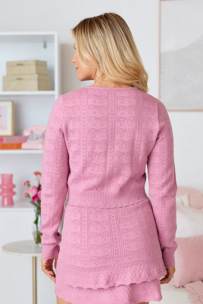 Charlene Pink Bow Sweater Cardigan FINAL SALE - Image 5